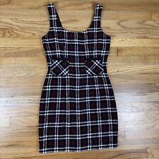 Mini vestido Ann Taylor feminino 4 sem mangas linha A vermelho preto branco xadrez comprar usado  Enviando para Brazil