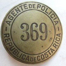 Chapéu policial Costa Rica AGENTE DE POLICIA vintage anos 1940/50 emblema escudo 58mm comprar usado  Enviando para Brazil