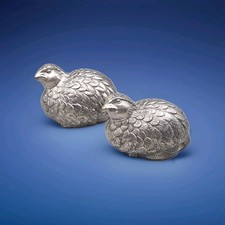 Usado, Par de codornas de metal prateadas sal e pimenta shakers comprar usado  Enviando para Brazil