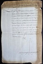 1750 - DOCUMENTO DE LICENCIA MILITAR FIRMADO POR LOUIS XV - REGIMIENTO DE CABALLERÍA DE ORLEANS segunda mano  Embacar hacia Mexico