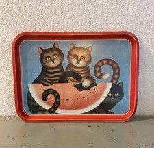 Usado, Bandeja de metal vintage c1983 vintage “Kitties Treat” por Charles Wysocki 18”x12” comprar usado  Enviando para Brazil