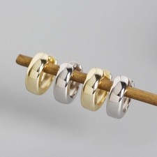 UM PAR DE BRINCOS HUGGIE DE PRATA ESTERLINA S925 REAL 12mm argola grossa sólida perfurada comprar usado  Enviando para Brazil