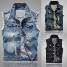 Gilet denim déchiré d'occasion  France