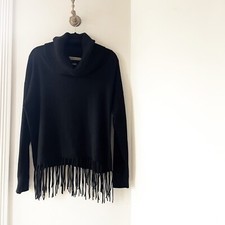 Suéter Michael Kors preto com franja capuz gola tartaruga | Médio comprar usado  Enviando para Brazil