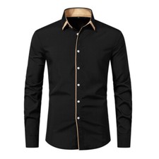 Camisa formal masculina casual camisas finas manga longa com botões blusa de trabalho comprar usado  Enviando para Brazil