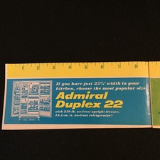 Antigo 1966 Admiral Duplex 22 Geladeira Freezer Anúncio 36 polegadas Medida 9x4 comprar usado Antigo 1966 Admiral Duplex 22 Geladeira Freezer Anúncio 36 polegadas Medida 9x4 comprar usado  Enviando para Brazil