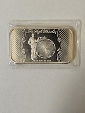Vintage 1973 Madison Mint "The High Wheeler" Bicicleta 1 Oz .999 Barra de Prata comprar usado  Enviando para Brazil