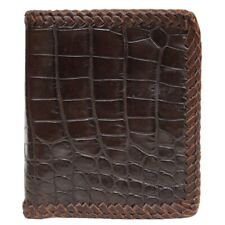 Carteira masculina dobrável feita à mão couro de crocodilo marrom S192, usado comprar usado  Enviando para Brazil