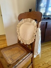 Conjunto de 4 almofadas vintage redondas marfim renda babado cozinha cadeira de jantar amarrar costas comprar usado  Enviando para Brazil