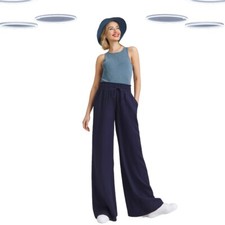 Calças femininas Ex Simply Be de linho perna larga azul marinho comprar usado  Enviando para Brazil