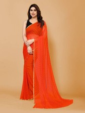 Sari Blusa para Mujer Indio Adornado, Estampado Bollywood Chifón Sari comprar usado  Enviando para Brazil