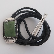 Gravata bolo elegante sudoeste prata esterlina e jade verde qualidade comprar usado  Enviando para Brazil