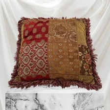 travesseiro de arremesso com franja ouro vermelho 19 x 19 estampa decorativa, usado comprar usado  Enviando para Brazil