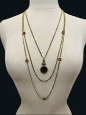 Usado, Colar corrente vintage Goldette vidro âmbar silhueta camafeu 3 fios comprar usado Usado, Colar corrente vintage Goldette vidro âmbar silhueta camafeu 3 fios comprar usado  Enviando para Brazil