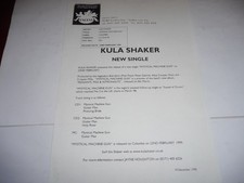 Kula Shaker - 1 Press Release, One 4 Page Biography, 1 Flyer & 1 Promo Postcard, używany na sprzedaż Kula Shaker - 1 Press Release, One 4 Page Biography, 1 Flyer & 1 Promo Postcard, używany na sprzedaż  Wysyłka do Poland