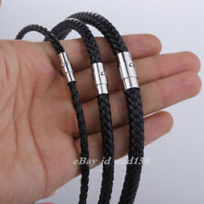 Usado, Gargantilha masculina de couro com cordão trançado preto 4/6 mm com fecho magnético comprar usado  Enviando para Brazil