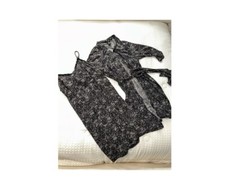 🌸Limpeza de primavera🌸 Lindo conjunto de dormir camisola/roupão preto com estampa de renda preta comprar usado  Enviando para Brazil