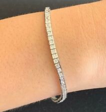 Pulseira de tênis genuína de prata esterlina 925 com zircônia cúbica corte quadrado CZ 3mm comprar usado  Enviando para Brazil