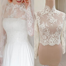 Vestido de noiva jaqueta topper para noiva branco marfim renda mangas compridas acessórios, usado comprar usado  Enviando para Brazil