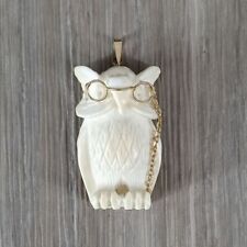 Pingente vintage de coruja sábia esculpido em 14K com óculos de ouro 14K em corrente comprar usado  Enviando para Brazil