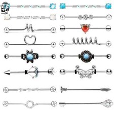 Joia piercing anel barbell orelha andaime barra industrial aço cirúrgico 316L, usado comprar usado  Enviando para Brazil