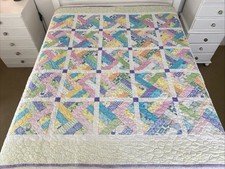 Colcha de retalhos geométrica floral colorida feita à mão grande 200cm x 180cm, usado comprar usado  Enviando para Brazil