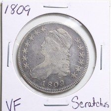 Busto com tampa 1809 50C meio dólar com detalhes em muito bom estado arranhões #5528, usado comprar usado  Enviando para Brazil