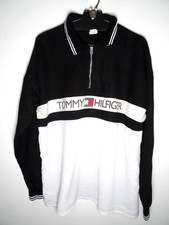 Camisa polo de rugby vintage anos 90 Tommy Hilfiger colorblock feita nos EUA preto branco comprar usado  Enviando para Brazil