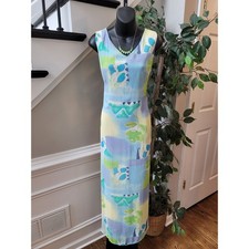 Vestido feminino RJ Collection 14 multicolorido sem mangas longo feito nos EUA floral comprar usado  Enviando para Brazil