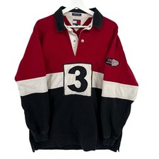 Camisa polo vintage Tommy Hilfiger motocicletas rugby manga comprida colorblock anos 90 L, usado comprar usado  Enviando para Brazil