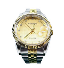 Usado, Relógio masculino Geneva quartzo – mostrador dourado, pulseira de dois tons, janela de data comprar usado  Enviando para Brazil