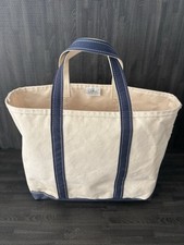 Vintage Anos 80 LL Bean Boat & Tote Bolsa de Lona Azul Marinho Etiqueta de Serra Dobrável Grande comprar usado  Enviando para Brazil