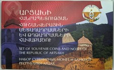 Juego de monedas y billetes de la República Artsaj (Armenia) UNC, en carpeta. segunda mano  Embacar hacia Mexico