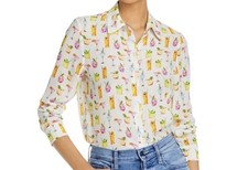 Usado, Camisa feminina Alice + Olivia Willa média estampa coquetel 100% seda bar bebidas comprar usado  Enviando para Brazil