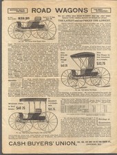 Folha de venda de carrinho de buggy Cash Buyers Union Road Wagons década de 1880 comprar usado  Enviando para Brazil