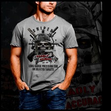 Camiseta Sniper Militar Tático Infantaria Scout Tier 1 Ops Precision Fogo Tee comprar usado  Enviando para Brazil