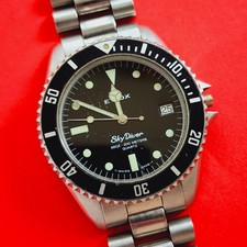 Relógio Edox Sky Diver Vintage Mostrador Preto ETA 955.114 Caixa Moldura e Pulseira Suíça comprar usado  Enviando para Brazil