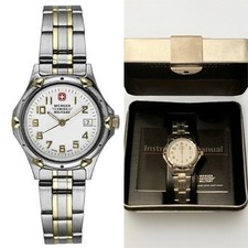 Relógio militar suíço Wenger feminino 28 mm mostrador branco data TT 79169 com proteção. Filme comprar usado  Enviando para Brazil
