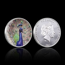 Moedas de prata pavão Elizabeth II 5 dólares coloridas moeda em cápsula comprar usado  Enviando para Brazil