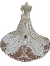 Vestido de noiva vintage anos 90 San Martin renda branca cetim frisado trem tamanho 10 comprar usado  Enviando para Brazil