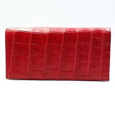 Nova Carteira Clutch Feminina de Couro de Crocodilo Vermelho Sangrento Real Longa Bi-Fold. comprar usado  Enviando para Brazil