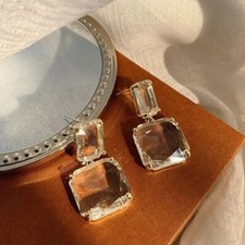 Usado, Transparente quadratische Glas-Kristall-Ohrringe für Frauen comprar usado  Enviando para Brazil