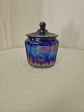 Jarro de biscoito de vidro Miles Kimball Depression azul iridescente., usado comprar usado Jarro de biscoito de vidro Miles Kimball Depression azul iridescente., usado comprar usado  Enviando para Brazil