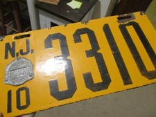 Placa de licença de porcelana A+ 1910 NEW JERSEY NJ BAIXA # 4 dígitos 3310 comprar usado  Enviando para Brazil