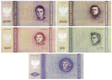 1960's ZESTAW 5 EGZEMPLARZY POLSKA (PRL) PROJEKTY BANKNOTY, FIGURKA / WIDOK MIASTA na sprzedaż  PL