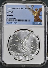 Mo México 1 Onza Silver 2001 NGC MS 69 (plata 0,999) segunda mano  Embacar hacia Mexico