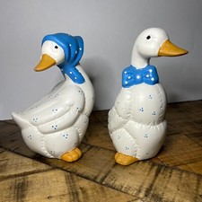 Gansos de cerâmica da House Of Lloyd branco e azul vintage 1989, usado comprar usado  Enviando para Brazil