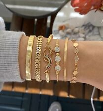 Conjunto de 5 pulseiras femininas banhadas a ouro comprar usado  Enviando para Brazil