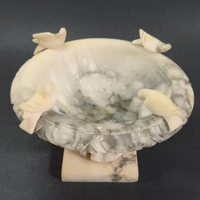 Antigo Banho de Pássaro Italiano de Alabastro com Quatro Pássaros de Pomba Arrangáveis 7" Diâmetro 4" Altura, usado comprar usado  Enviando para Brazil