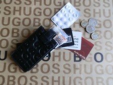 Carteira Hugo Boss Designer Couro Preto Cartão de Crédito Moedas Notas Estojo Terno Fino comprar usado  Enviando para Brazil